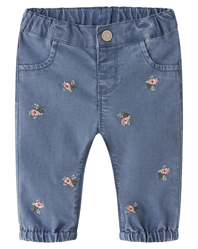 Name it - NBFRose Shaped Emb Jeans - Medium Blue Denim/Flowers